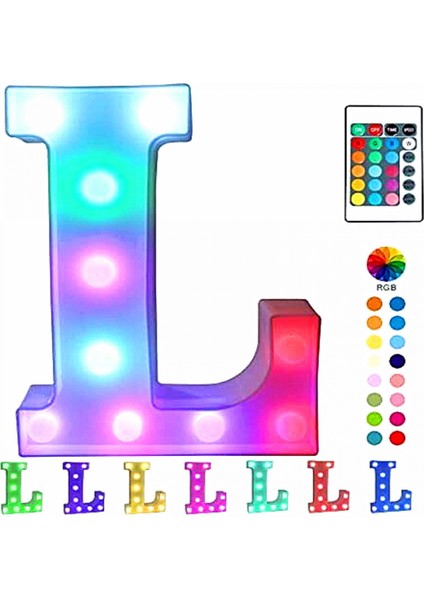 Renkli LED Marquee Harf Işıkları, Uzaktan Işıklandırmalı Marquee Tabelaları Parti Bar Harfleri, Işıklar Süslemeleri ile Ev Için --- Çok Renkli L (Yurt Dışından)