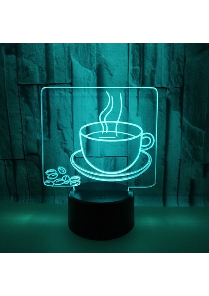 3D Kahve Gece Lambası LED Işık Optik Illusion Lamba 7 Renk Değişen Doğum Günü Yılbaşı Hediyeleri Ev Dekorasyonu Için (Stil 14) (Yurt Dışından)