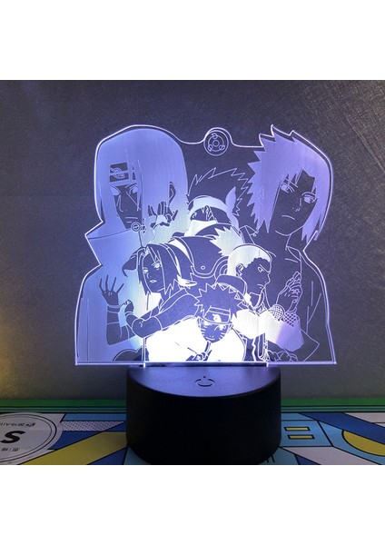 LED Illusion Lamba Anime Naruto 3D Gece Lambası Çocuk Odası Dekoratif Noel Günü Işıkları --- Siyah Koltuk (Yurt Dışından)