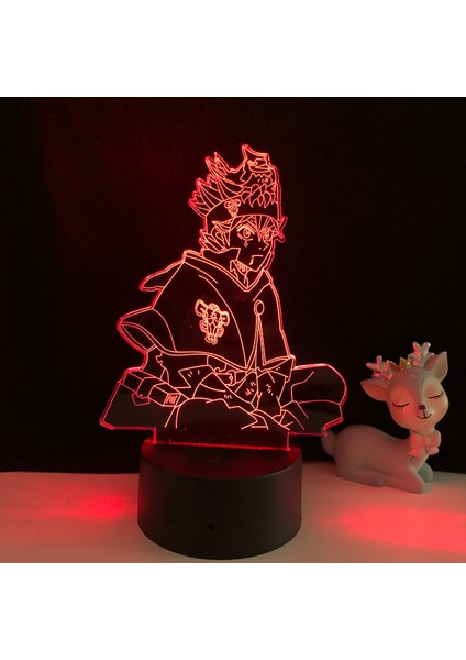 3D Illusion Lamba Anime Yonca LED Gece Lambası Uzaktan Kumanda Masa Lambası Çocuk Ev Dekorasyon Işıkları --- Siyah Koltuk (Yurt Dışından)
