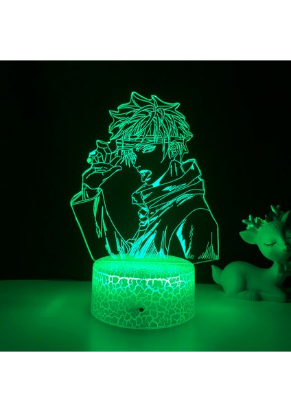 Anime Büyü Mücadele Gojo Satoru 3D LED Gece Lambası Dokunmatik Uzaktan Kumanda ile Çocuk Yatak Odası Dekoratif 3D Illusion Lamba --- Desen G(Çatlak Koltuk) (Yurt Dışından)