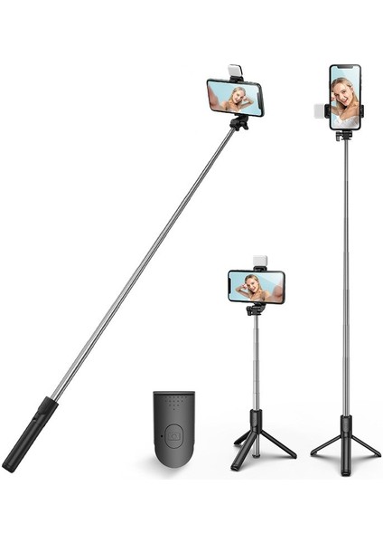 Cep Telefonu Özçekim Çubuğu Güzellik Dolgu Işığı Uzaktan Kumanda Çok Fonksiyonlu Canlı Masaüstü Tripod ile Genişletilmiş Bluetooth Hepsi Bir Arada (Yurt Dışından)