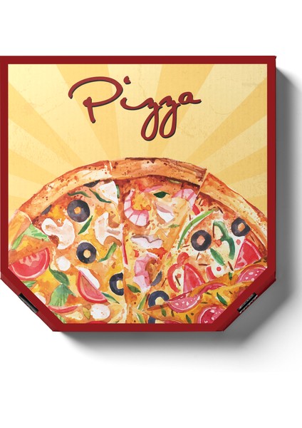25 cm 100 Adet Pizza Kutusu E-Dalga PZK283 (250X250X040 Mm) PZK283