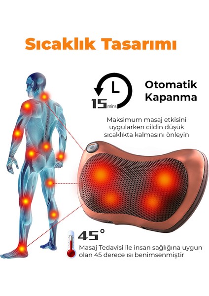 DEMPOWER DP-74 8 Toplu Ovmalı Yoğurmalı Tüm Vücut ve Boyun Masaj Yastığı