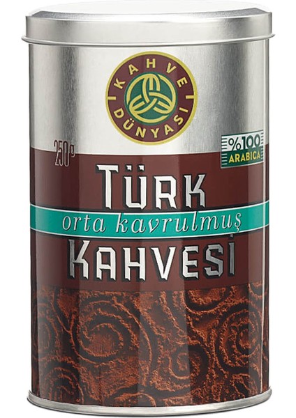 Orta Kavrulmuş Türk Kahvesi Teneke Kutu 250 gr