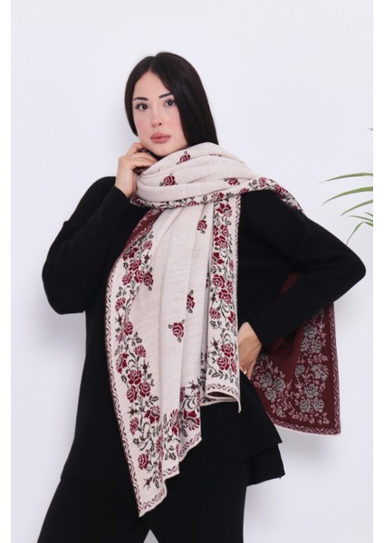 Güllü Model- Kadın,genç,anne,triko Omuz Şalı- Taş Bordo fiyatları