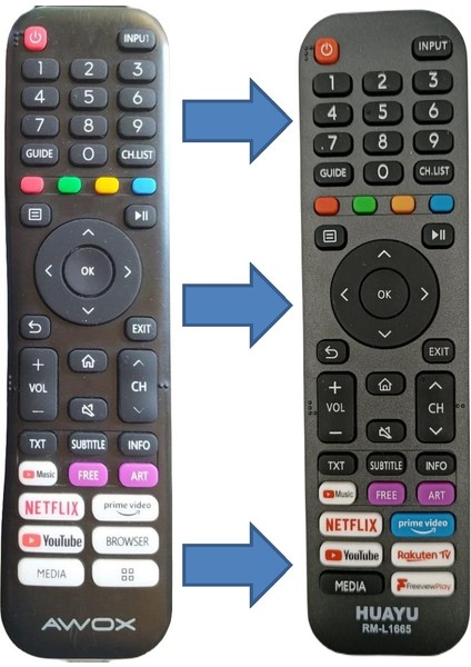 Awox B225000UHD - B225580UHD/S/W Vidaa 4K LED Tv Uzaktan Kumandası