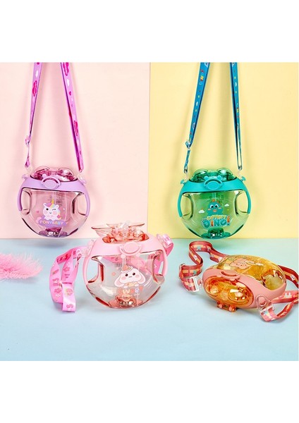 Puni 450 Ml. Çocuk Su Bardağı Taşınabilir Hasır Sevimli Plastik Bardak + Kayış - Mor (Yurt Dışından) modelleri