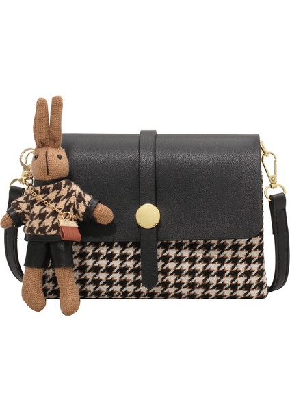 Houndstooth Küçük Çanta Messenger Çanta Omuz Çantası (Yurt Dışından)