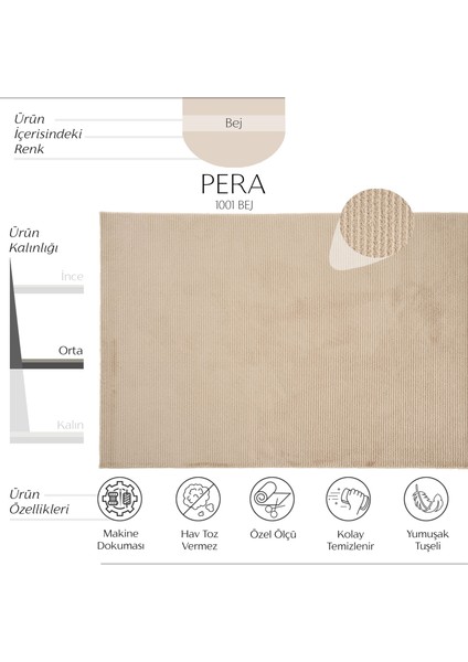 Pera 1001 Bej Hav Vermez Kolay Temizlenir Yumuşak Dokulu Modern Kesme Halı