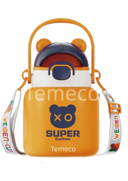 Taşınabilir Çocuk Vakum Bardak Karikatür Öğrenci Askısı 316 Paslanmaz Çelik Hasır Su Bardağı (Yurt Dışından)