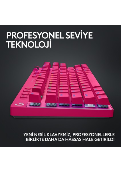 G PRO X TKL LIGHTSPEED Kablosuz LIGHTSYNC RGB PBT tuş başlıkları ile İngilizce Oyun Klavyesi - Pembe