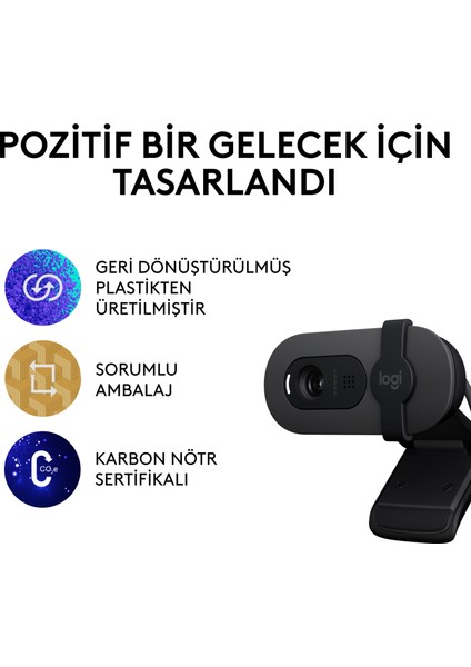 BRIO 100 Full HD 1080p Gizlilik Kapaklı Mikrofonlu Web Kamerası - Siyah