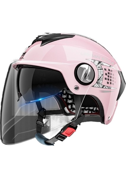 Kask Motosiklet Elektrikli Araba Yaz Güneş Kremi Pil Motosiklet Yarım Kask Erkekler Ve Kadınlar Çift Ayna (Yurt Dışından)