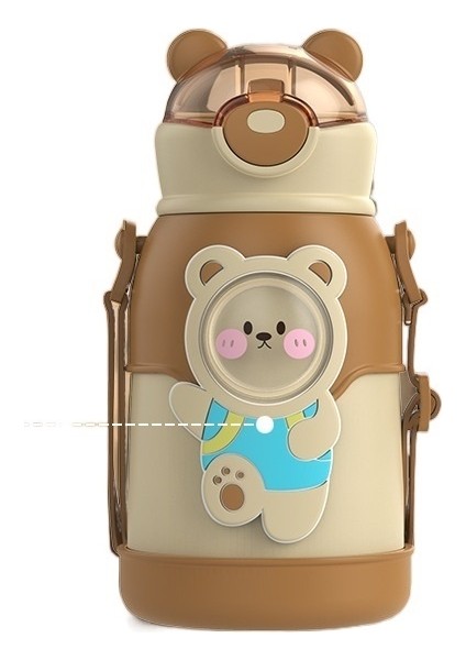 Yüksek Görünümlü Taşınabilir Çocuk Termos Bardak Karikatür Termos Pot Öğrenci Askısı 316 Paslanmaz Çelik Hasır Bardak (Yurt Dışından)