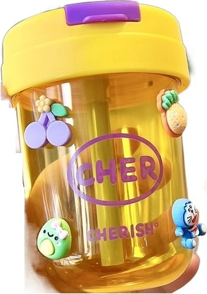 Çocuk Hasır Göbek Bardak Kapaklı, Taşınabilir Ton Ton Bardak, Yüksek Görünüm Değeri, Yeni Yaratıcı Içme Bardağı Etiketi (Yurt Dışından)