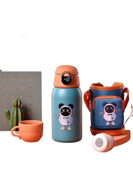 Çocuk Akıllı Termos Pipetli Bardak Gıda Sınıfı 316 Ilkokul Erkek Çocuk Crossbody Su Bardağı Anaokulu Kız Fincan (Yurt Dışından)