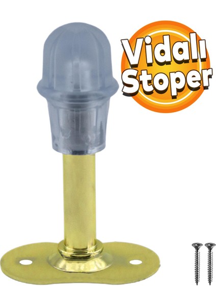 Mobilya Kapı Arkası Kolu Stoperi Tamponu Metal Gold Altın 8 Cm Stopu Durdurucusu Tutucu Tutacağı