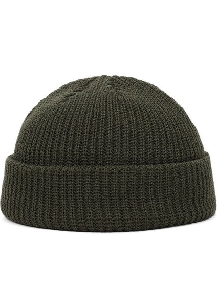 Soğuk Şapka Erkek Kavun Şapka Kış Kadın Sonbahar ve Kış Düz Renk Ev Sahibi Karpuz Örme Yün Şapka Seti Kafa Kayak Şapkası (Yurt Dışından)