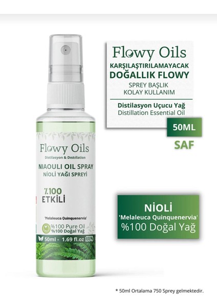 Flowy Oils Nioli Yağı Spreyi %100 Etki Saf Nioli Yağı 50 ml