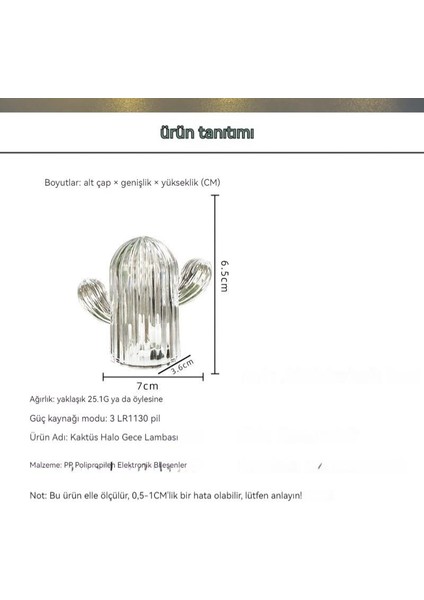 Yatak Odası Başucu Yaratıcı Kaktüs Gece Lambası (Yurt Dışından)