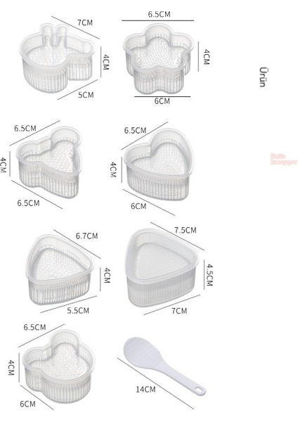 Sekiz Parçalı Karikatür Çocuk Pirinç Topu Kek Yapma Araçları (Yurt Dışından)