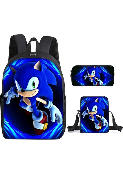 Sonıc Sonic Ilköğretim Okul Çantası Üç Parçalı Okul Çantası Omuz Çantası Kalem Çantası (Yurt Dışından)