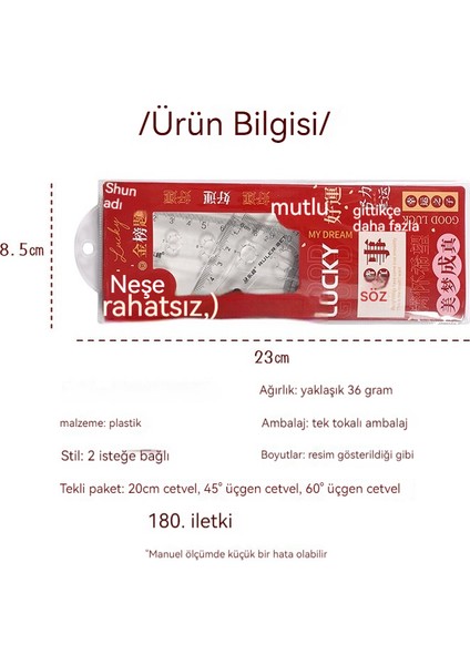 Öğrenci 20CM Öğrenme Ölçüm Cetveli Dört Parçalı Set (Yurt Dışından)