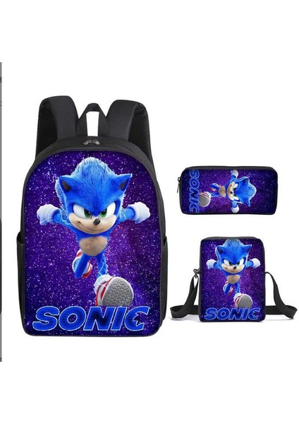 Sonıc Sonic Ilköğretim Okul Çantası Üç Parçalı Okul Çantası Omuz Çantası Kalem Çantası (Yurt Dışından)