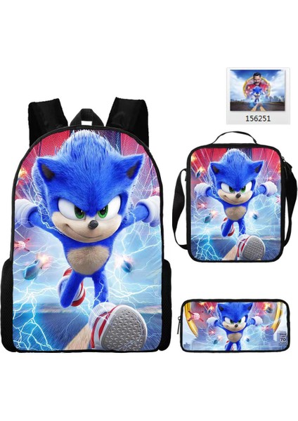 Sonıc Sonic Ilköğretim Okul Çantası Üç Parçalı Okul Çantası Omuz Çantası Kalem Çantası (Yurt Dışından)