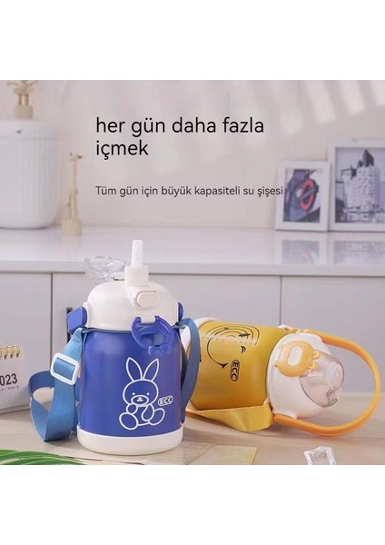 720ML Çocuk Paslanmaz Çelik Pipetli Vakum Bardağı