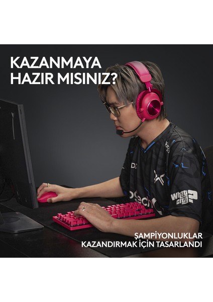 G PRO X TKL LIGHTSPEED Kablosuz LIGHTSYNC RGB PBT tuş başlıkları ile İngilizce Oyun Klavyesi - Pembe