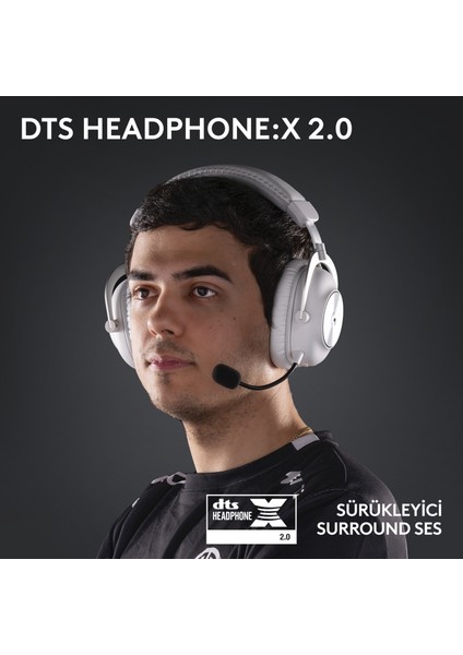 G PRO X 2 LIGHTSPEED Kablosuz DTS:X Headphone 2.0 - 7.1 Surround Ses Oyun Kulaklığı - Beyaz