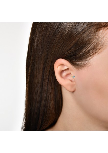 Nazarlıklı Altın Tragus Piercing