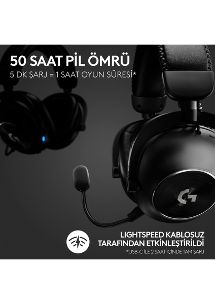 G PRO X 2 LIGHTSPEED Kablosuz DTS:X Headphone 2.0 - 7.1 Surround Ses Oyun Kulaklığı - Siyah