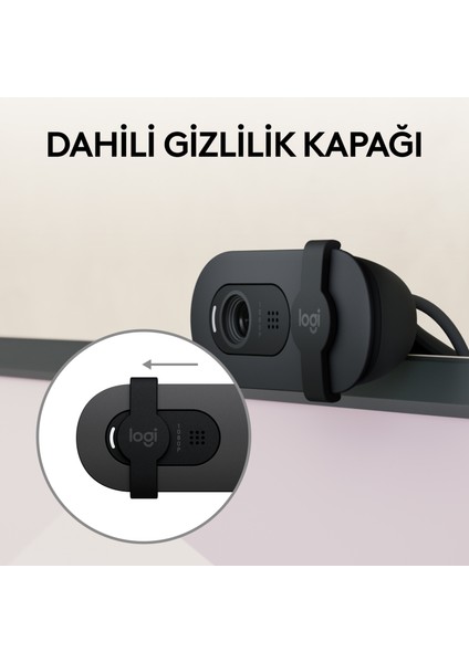 BRIO 100 Full HD 1080p Gizlilik Kapaklı Mikrofonlu Web Kamerası - Siyah