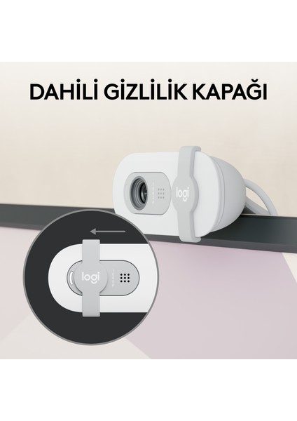 BRIO 100 Full HD 1080p Gizlilik Kapaklı Mikrofonlu Web Kamerası - Beyaz