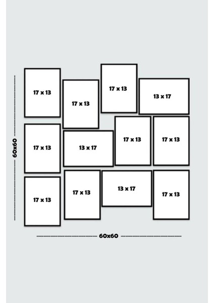 12 Parça Siyah Çerçeve Görünümlü Mdf Tablo Seti