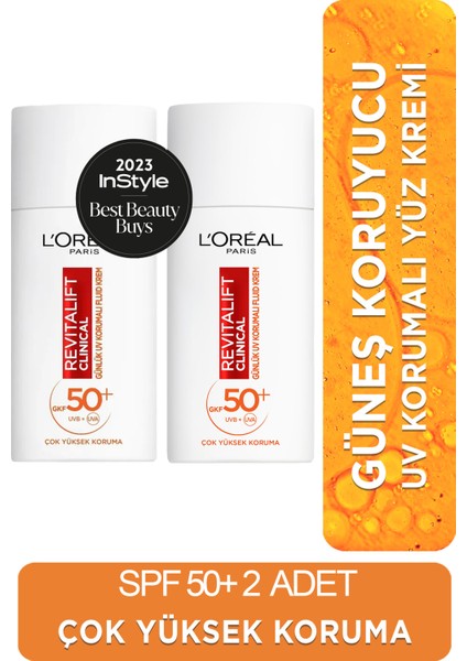 L'Oréal Paris L'oreal Paris Revitalift Clinical Leke Karşıtı Güneş Koruyucu Yüz Kremi SPF50 2 Adet 50 ml