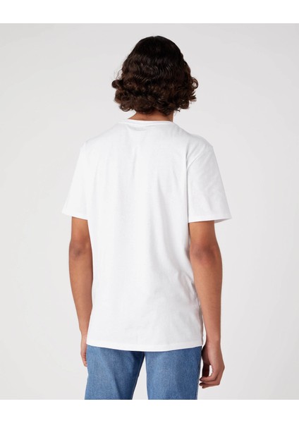 Erkek Bisiklet Yaka Beyaz T-Shirt - W7CAD3989