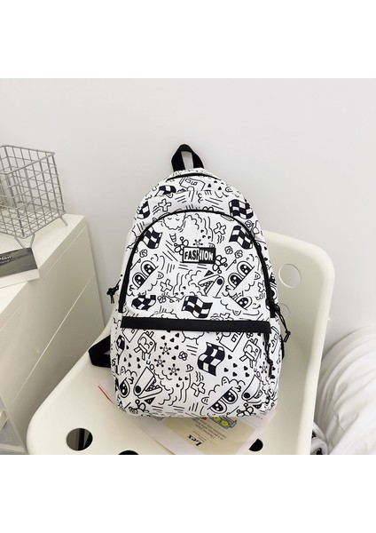 Yeni Graffiti Sırt Çantası Kadın Trendy Ortaokul Lise Öğrencisi Büyük Kapasiteli Sırt Çantası Kız Öğrenci Okul Çantası (Yurt Dışından)