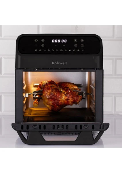 Robwell As29 12 Litre Tavuk Çevirme Şiş Kebap Dönen Patates Sepetli Airfryer