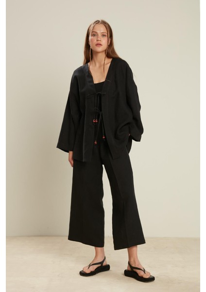 Keten Kimono Siyah