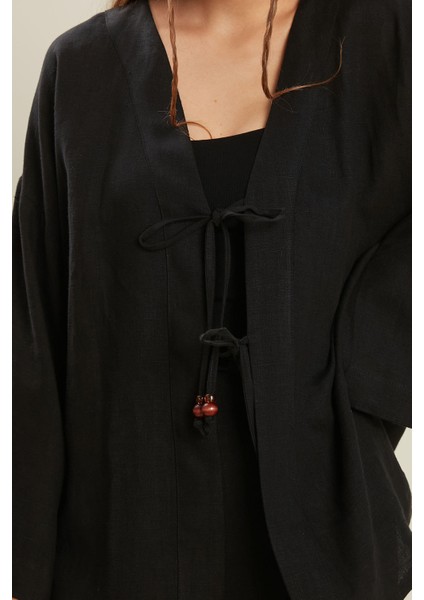 Keten Kimono Siyah