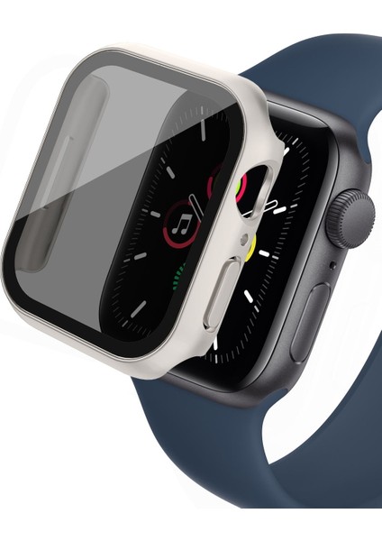 Apple Watch Serisi 6/5/4 / Se / Se (2022) 44MM Sert Pc Mat Saat Kılıfı Kapak Anti-Spy Temperli Cam Film (Yurt Dışından)