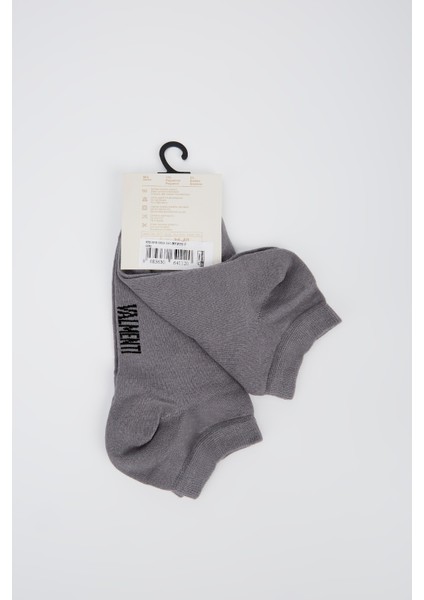 Kadın Gri Pamuklu Soket Çorap 855 Spr 0003-VAL Bn Ptk Crp 36-40 2lı Set
