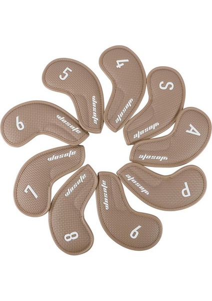 9 Adet Golf Kulübü Kafa Kapağı Golf Demir Kafa Kapakları Set Tüm Markalar Kahverengi Dokuma Dokusu (Yurt Dışından)
