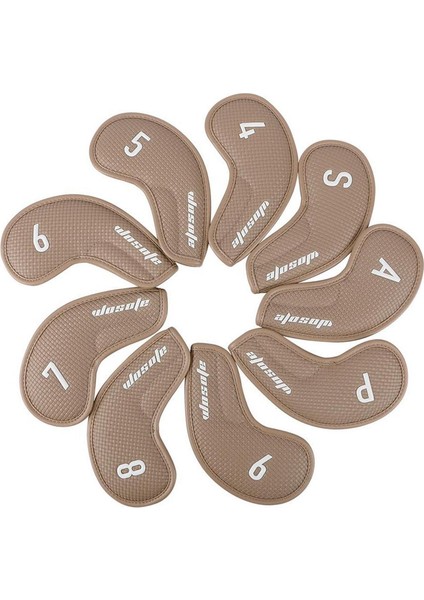 9 Adet Golf Kulübü Kafa Kapağı Golf Demir Kafa Kapakları Set Tüm Markalar Kahverengi Dokuma Dokusu (Yurt Dışından)