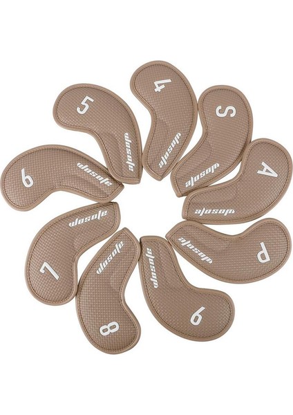 9 Adet Golf Kulübü Kafa Kapağı Golf Demir Kafa Kapakları Set Tüm Markalar Kahverengi Dokuma Dokusu (Yurt Dışından)