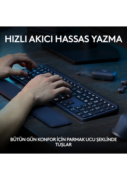 MX Keys S Gelişmiş Aydınlatmalı Tam Boyutlu Kablosuz Türkçe Q Klavye - Siyah